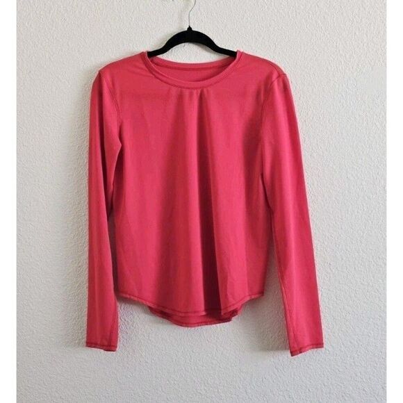 Lululemon Shirt Womens Est. Sz 6 High-Neck Training Long Sleeve Jersey Red Rose - Picture 2 of 8
